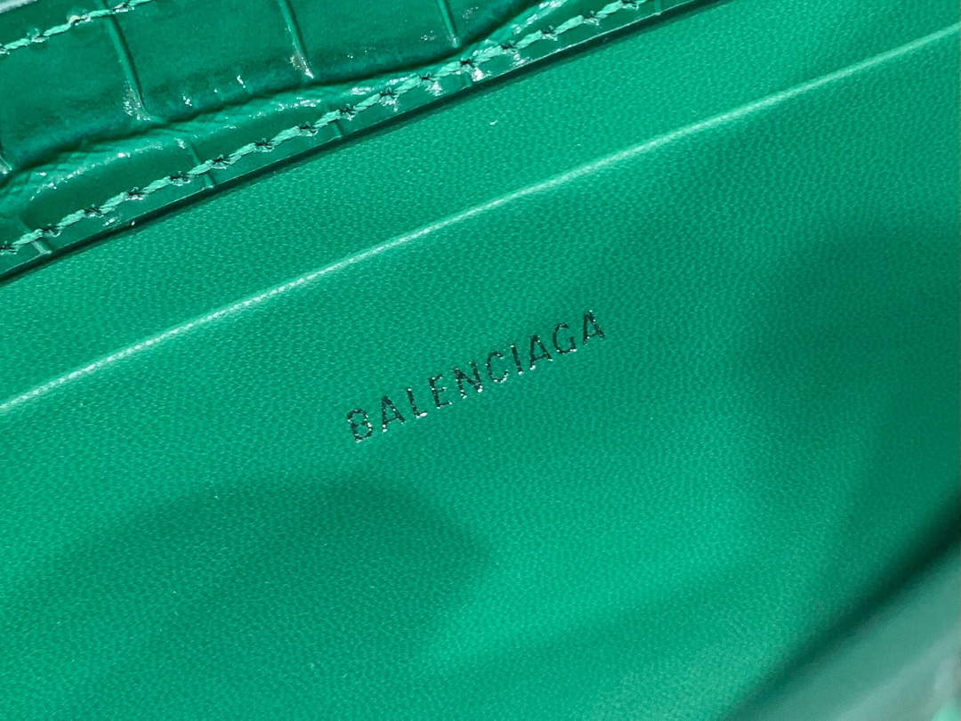 Balenciaga 695645 Women’s XX Small Flap Bag Crocodile Embossed In Green Easybags11144